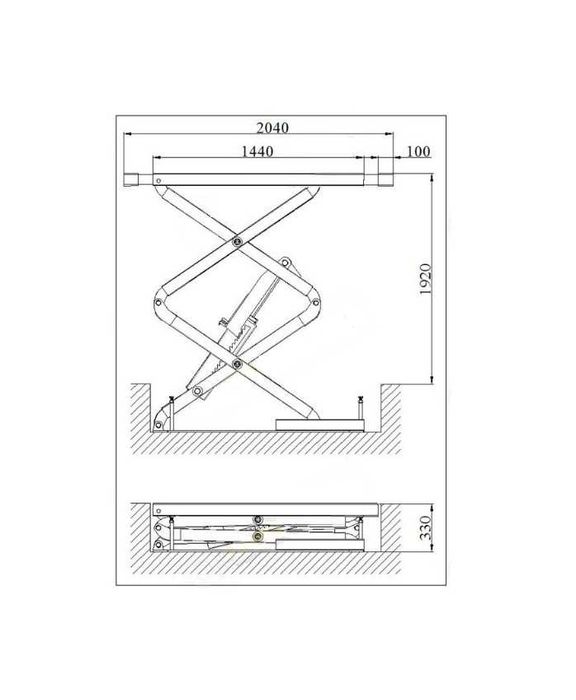 Elevador de tesoura de encastrar 3Ton