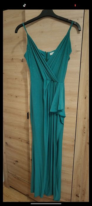 Sukienka weselna wieczorowa długa z rozcięciem