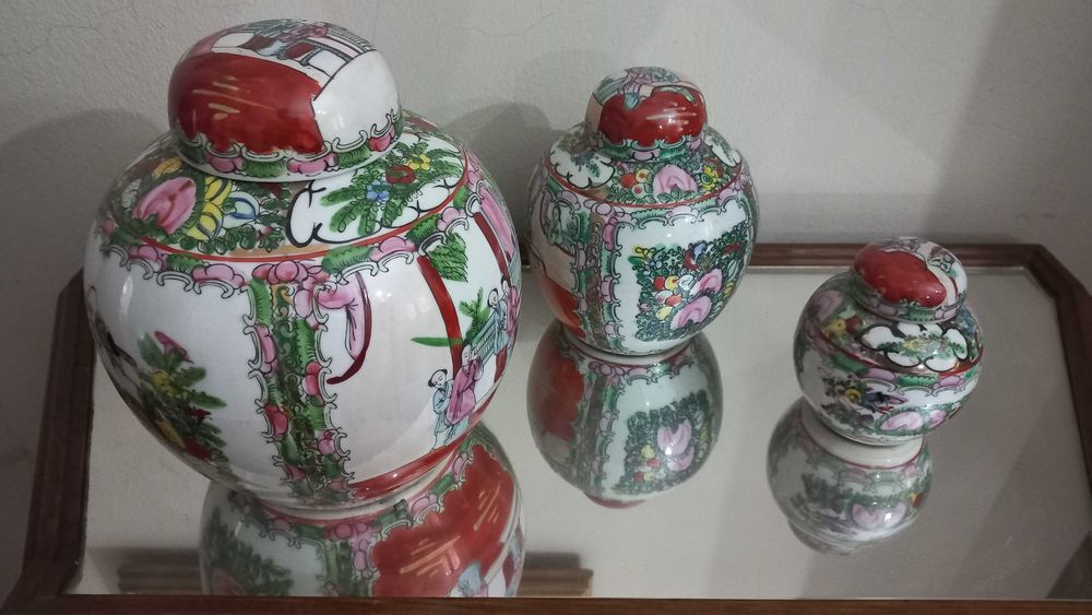 Conjunto de 3 jarras chinesas
