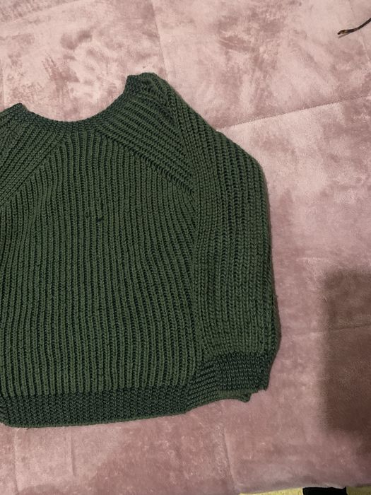 Camisola de lã verde-seco/preto escuro tamanho M