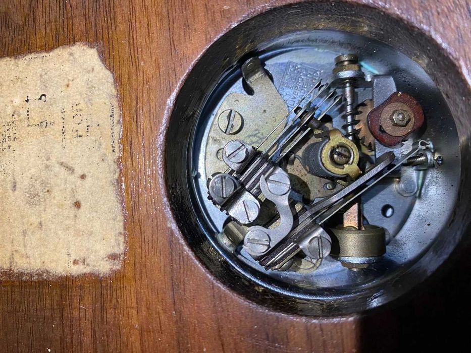 Telefone de parede antigo 1915 – Estojo de madeira, mostrador rotativo, caixa eletrônico mecanismo Liverpool