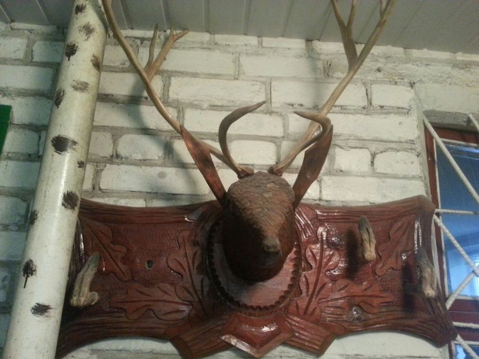 Резная голова оленя с рогами
