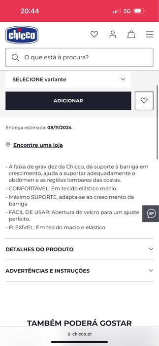 Faixa de gravidez chicco