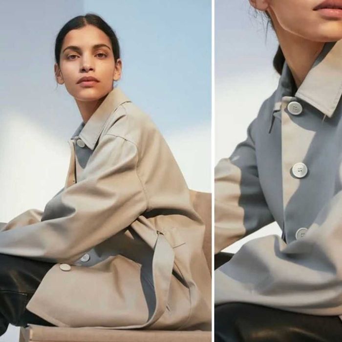 Beżowy płaszcz kurtka trench marki Filippa K jak COS lub Arket 38/M