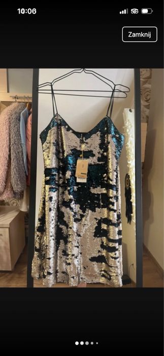 Sukienka cekinowa halka L Nowa z metka Stradivarius