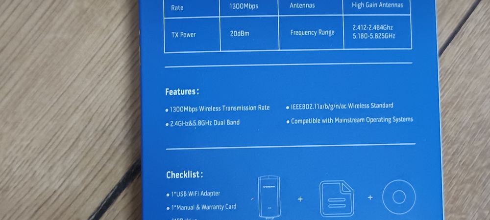 Karta Sieciowa Adapter Wi-Fi USB Wonlink 1300Mbps