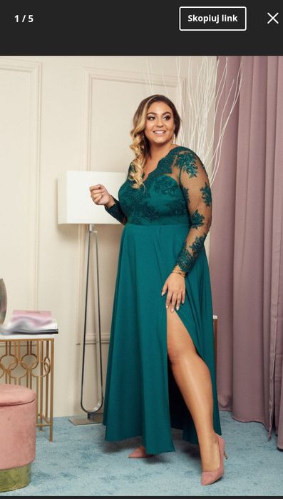 Długa sukienka butelkowa zieleń r. 46