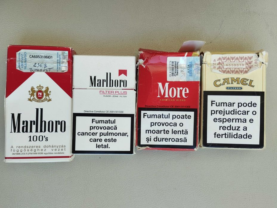 Maços tabaco vazios