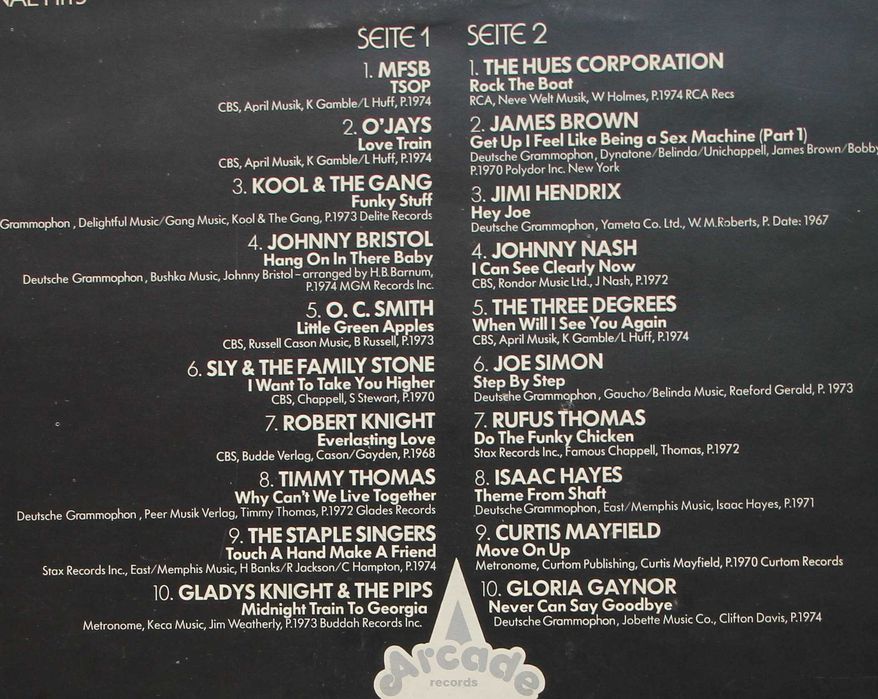 LP Black Music 20 original Hits , Arcade records Germany