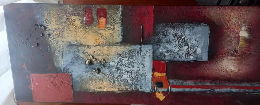 tela pintura parede em acrílico sem autor 100×40cm