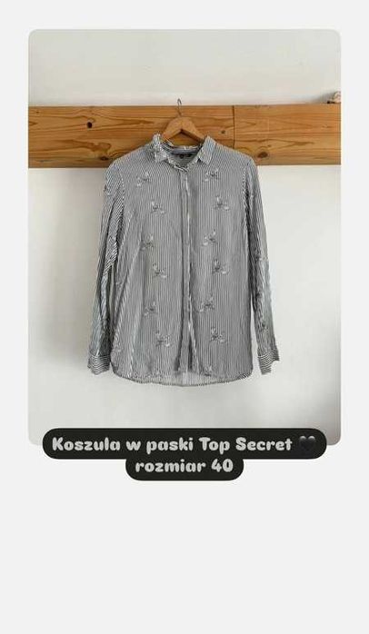 Koszula elegancka wiskoza w paski Top Secret elegant do biura L/40