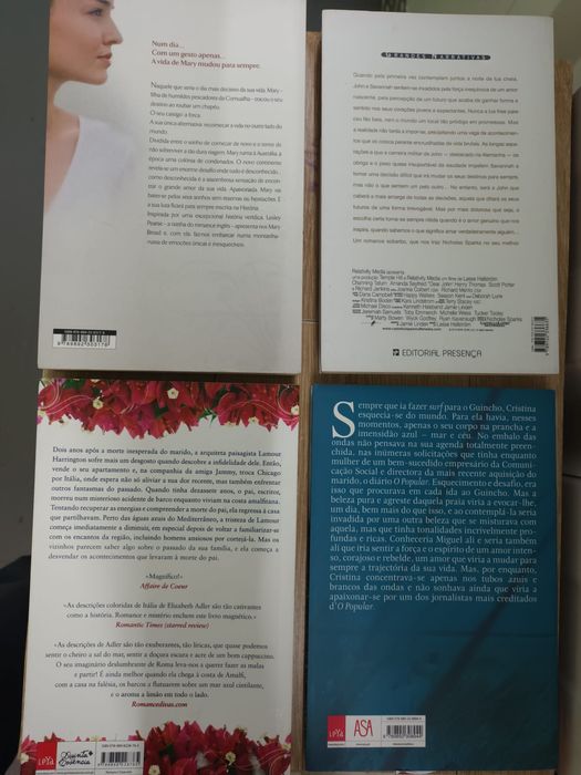 Livros romance – Nicholas Sparks, Lesley Pearse, Tiago Rebelo