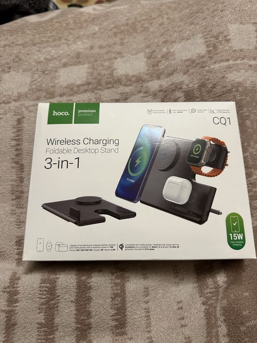 Безпровідний зарядний пристрій 3 в 1 Hoco cq1, 15 w