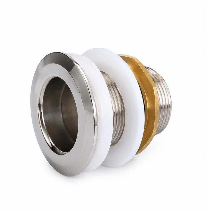 Przejścia burtowe 47 mm do pieca w balii ogrodowej, jacuzzi, ruskiej bani | Ze stali nierdzewnej AISI 316 | Podłącz bali | Króćce Przyłącza wanny SPA