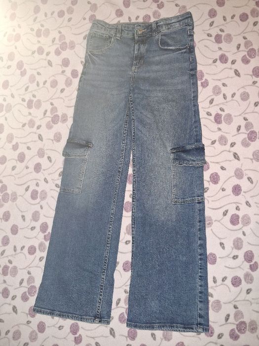 140 h&m spodnie dżinsy jeansy bootcut leg kieszenie