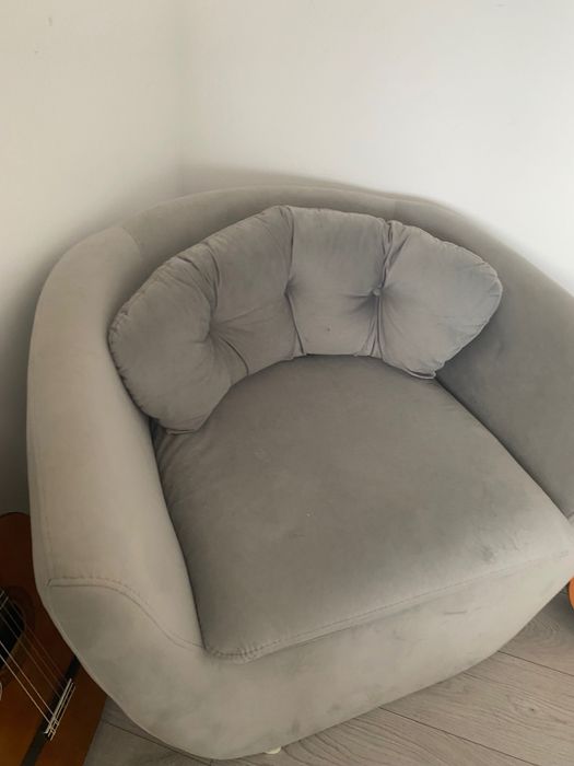 Cadeirão Redondo Interdesign "Tresor" (Veludo Cinza) – Faro