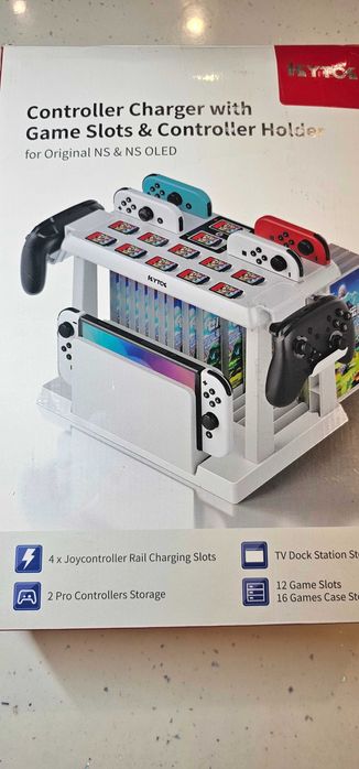 Kytok stacja ładująca stojak organizer do nintendo switch oled biała.