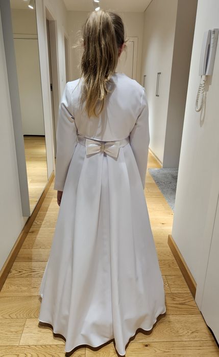 Sukienka komunijna bolerko buty torebka 140 - 145cm