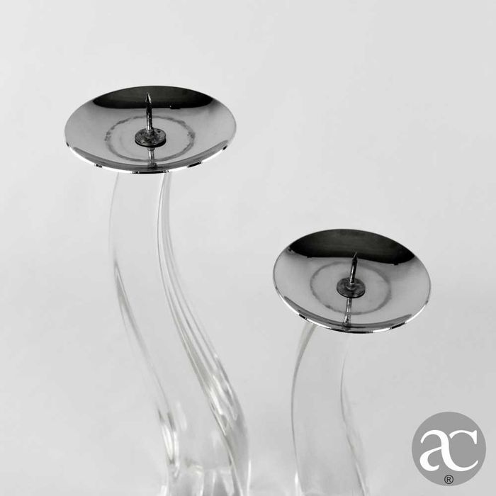 Conjunto de 2 castiçais em Vidro de Murano Assinado “Giuliano Tosi”