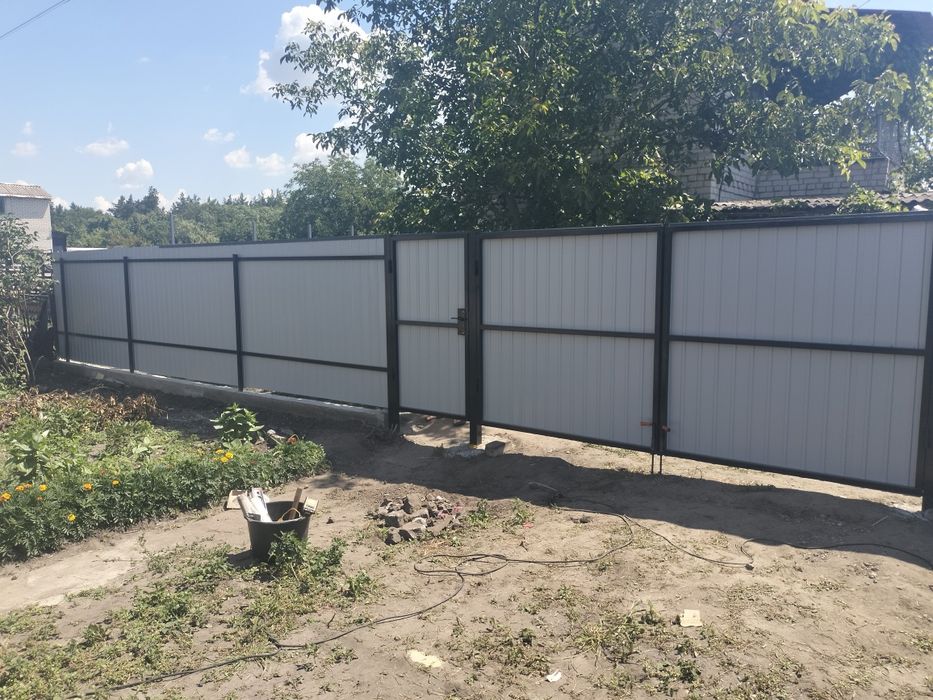 Заборы из профнастил установка , калитка,поднавес, навес