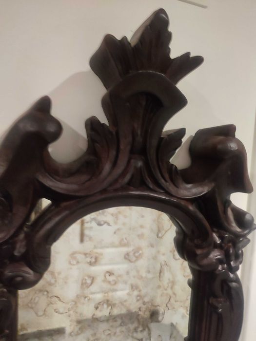 Espelho decorativo envelhecido moldura castanha