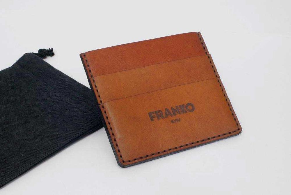 Портмоне Кардхолдер Franko brown Small/ Натуральная кожа Ручная работа