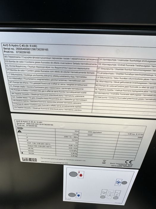Тепловий насос Bosch повітря вода airo s hydro c #3 9 8 kw