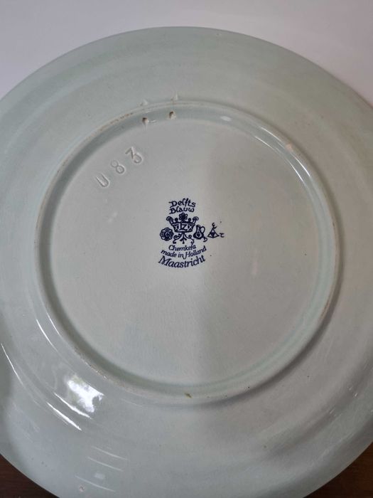 Bardzo Dyży Talerz Delfts  Stara Holandia Kobalt