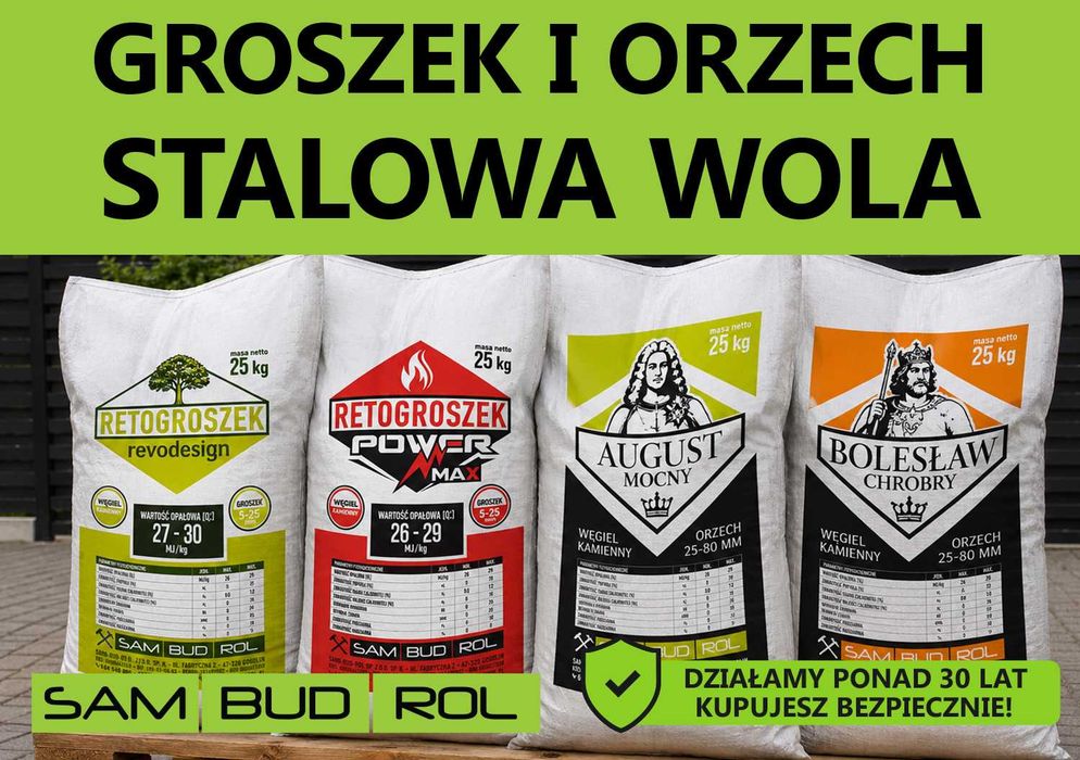 Węgiel groszek, węgiel orzech STALOWA WOLA, z dostawą pod dom lub odbiorem osobistym