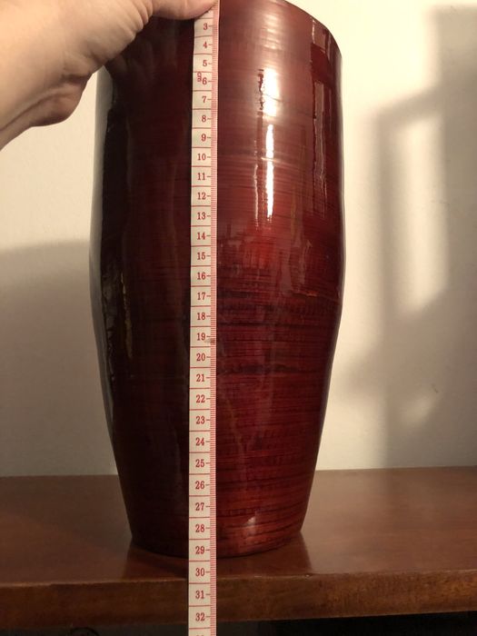 Świąteczny Decor wazon bordowy bambus lakierowany Vintage ikebana