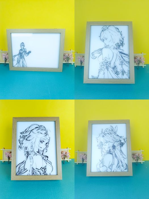 Живі картини зі зміною освітлення по геншину (Genshin Impact) 17*23 см