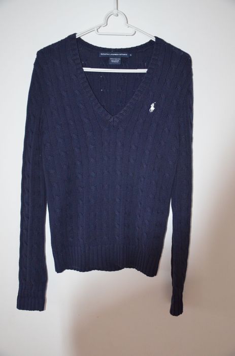 granatowy sweter w serek Ralph Lauren sport r.S