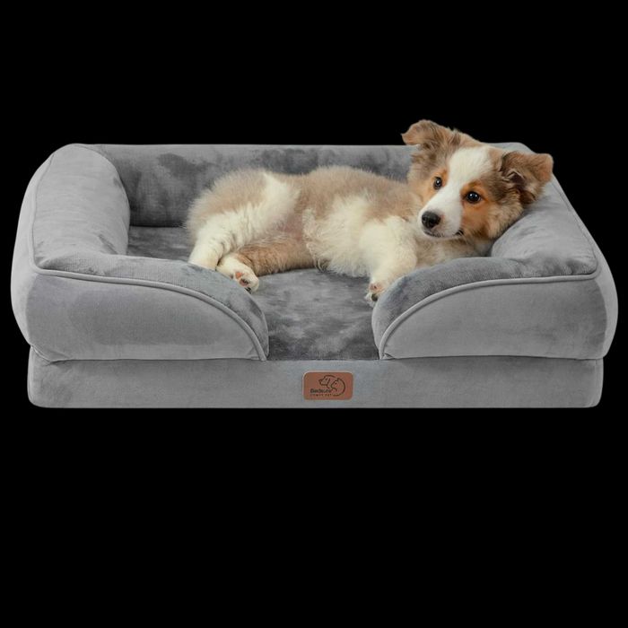 Ortopedyczne Legowisko dla psa Bedsure L 71×58×16,5 cm|Sofa Szara