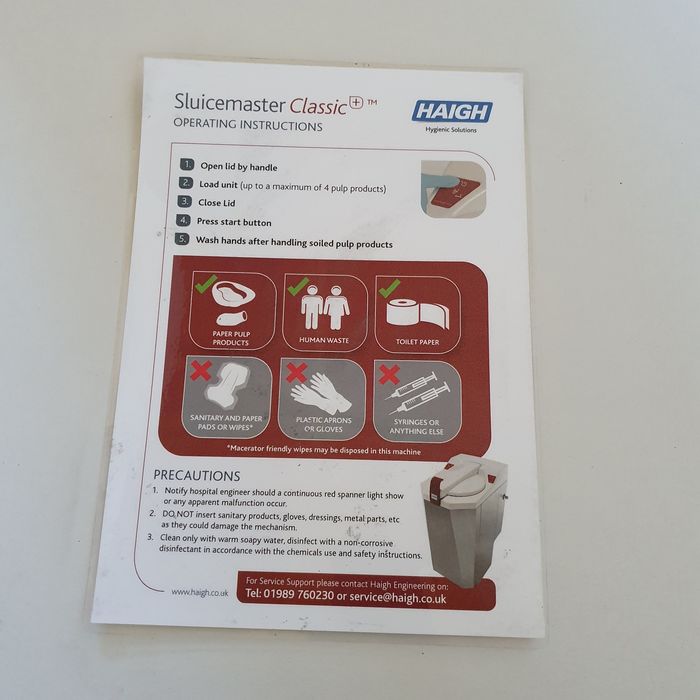 TRITURADOR hospitalar Sluicemaster Classic+ Marca HAIGH