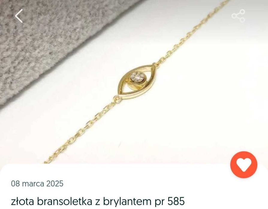 Złota bransoletka z brylantem 585