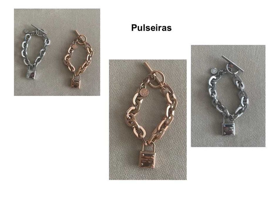 Pack para revenda de 6 pulseiras de aço novas (3 prateadas e 2 dourado-rosa)