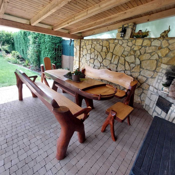 Zestaw mebli biesiadnych - ogrodowych. DĄB, 5 elementów, 8/10 osób