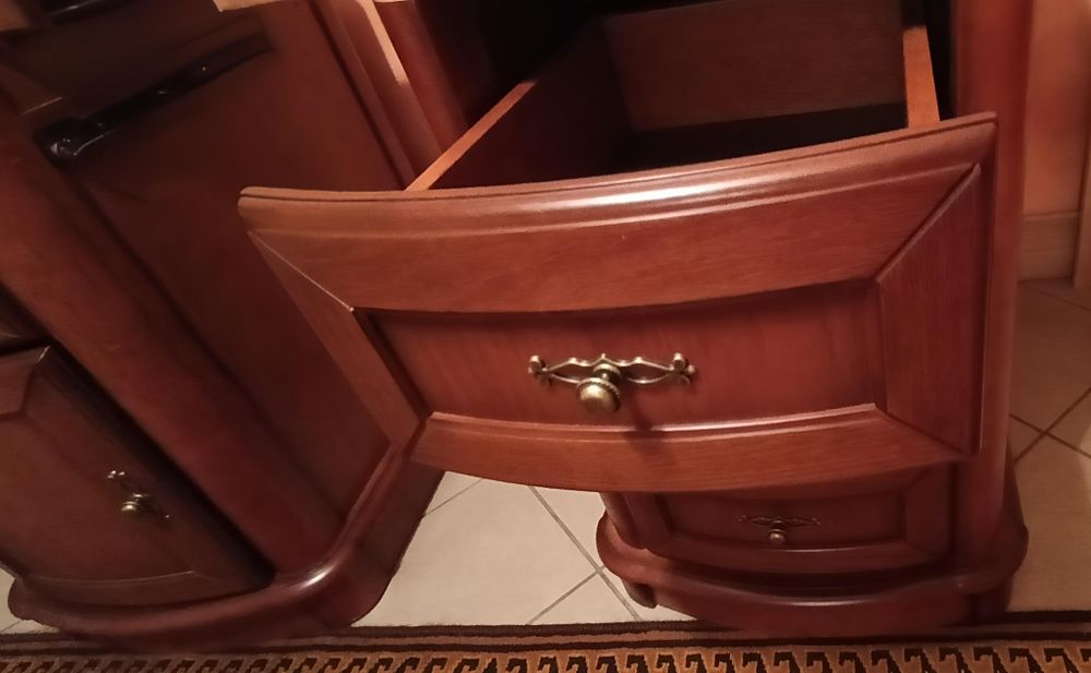 Luksusowe biurko gabinetowe NEFRYT 160cm | Gięte fronty | Klasa premium