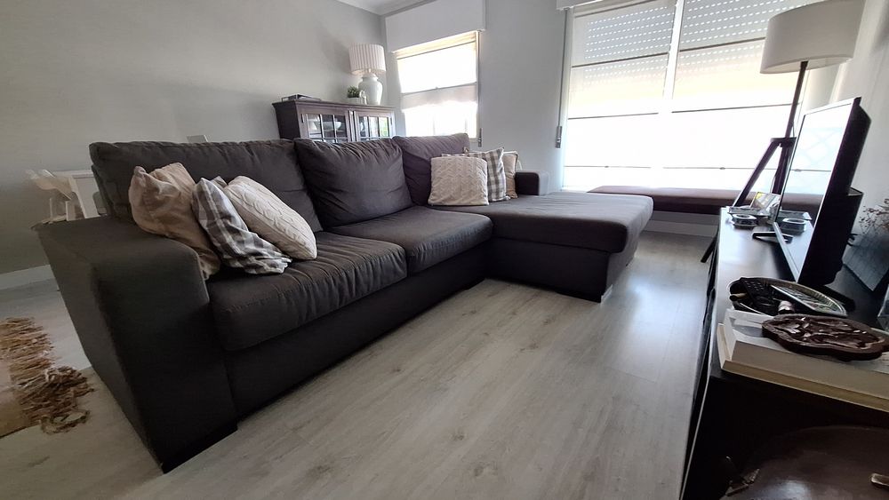 Sofá 3 lugares c/ Chaiselongue | Tecido Cinzento | 2,70m