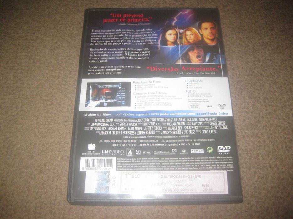 DVD "O Último Destino 2" com A. J. Cook