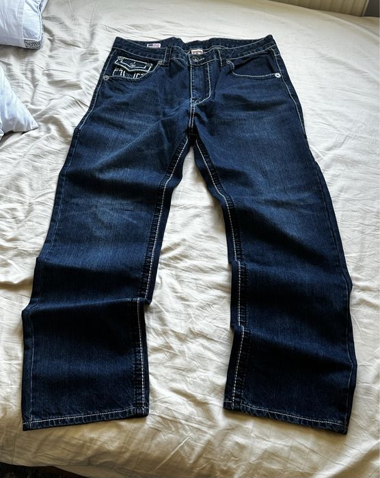 Spodnie Jeansowe True Religion Baggy Bootcut Jeans Granatowe