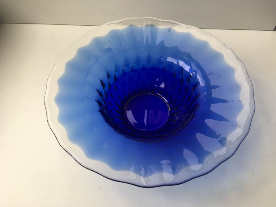 Centro de mesa "frosted glass" azul anos 50/60
