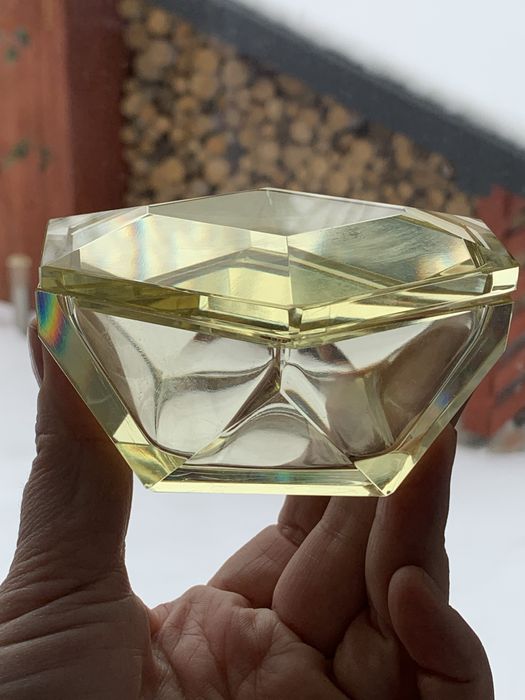 Posselt jak Moser komplet na toaletkę art deco kryształ cytrynowy