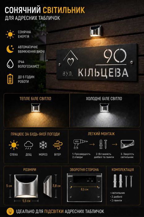 Адресна табличка з підсвіткою