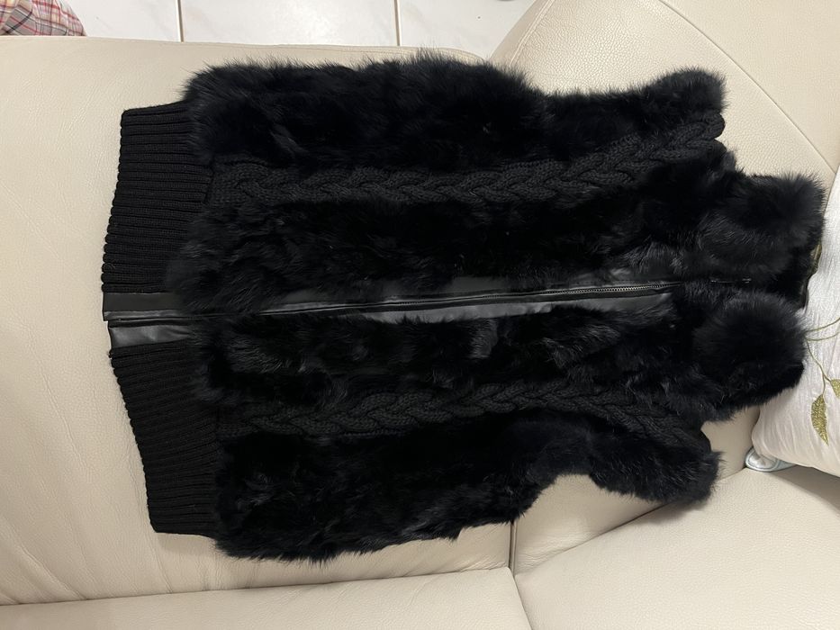 Kamizelka futro z krolika czarne S/M