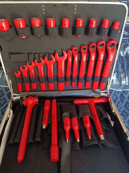 Klucze Izolowane KNIPEX 1000V Płaskie Oczkowe VDE + Maty Rękawice.