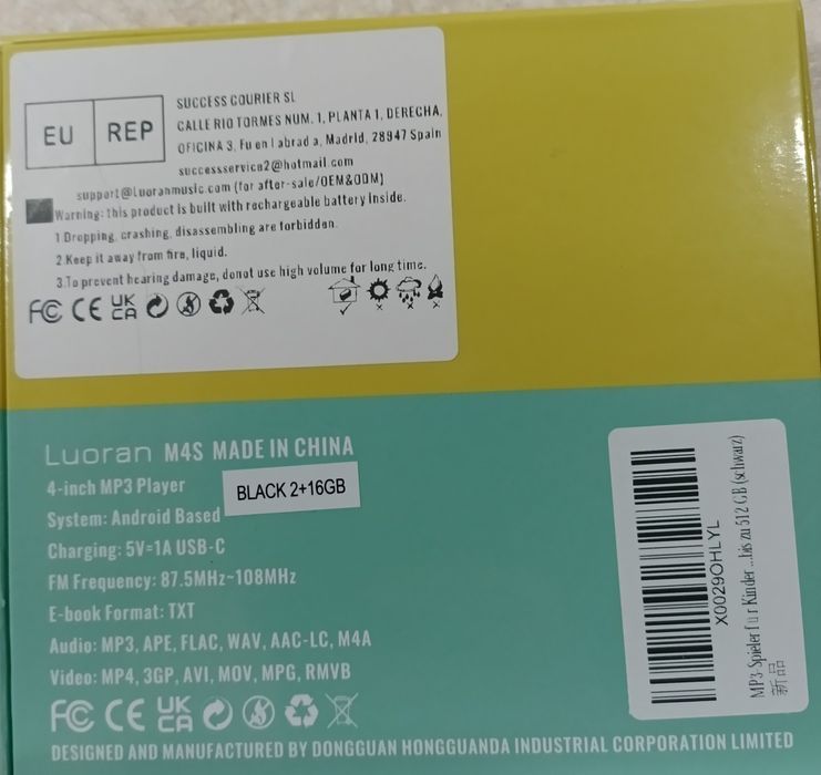 MP3-плеєр Luoran M4S з Wi-Fi та Spotify | 4” IPS | до 512 GB