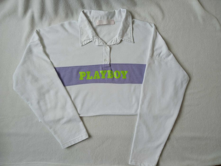 Biała krótka bluza Playboy, 48