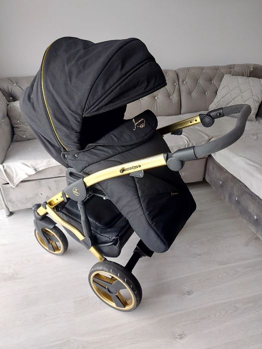 Wozek 3w1 4w1 Junama diamond s line czarny czarno zloty wysyłka bdb za