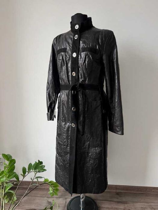 Кожаный плащ Шкіряний тренч XL